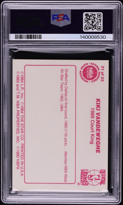 1986 Star Court Kings Kiki Vandeweghe ROOKIE #31 PSA 8 NM-MT