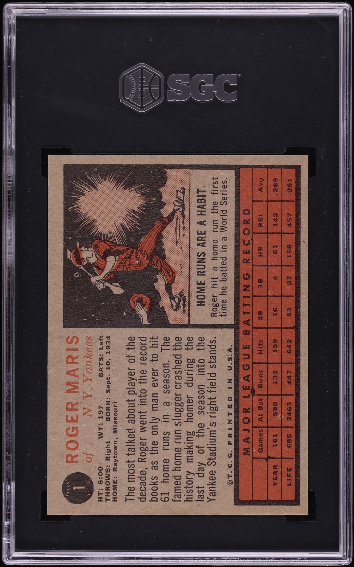 1962 Topps Roger Maris #1 SGC 7.5 NRMT+