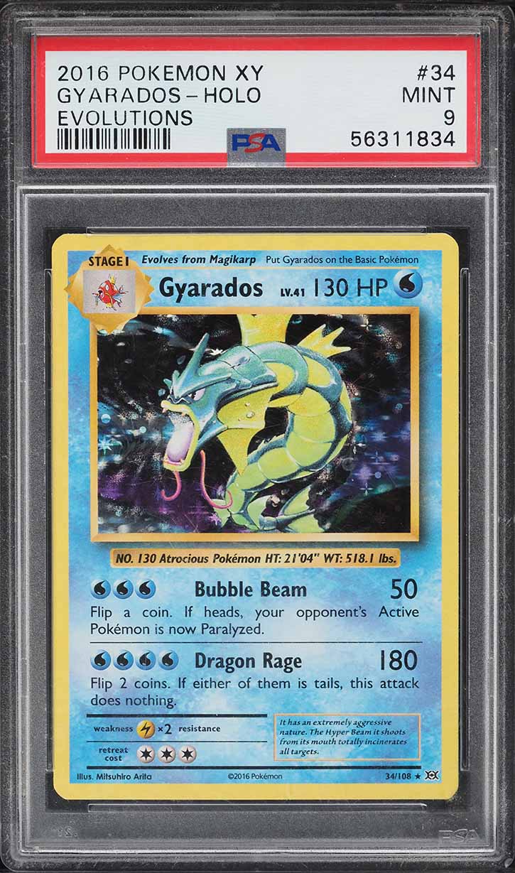 2016 Pokemon XY Evolutions Holo Gyarados #34 PSA 9 MINT