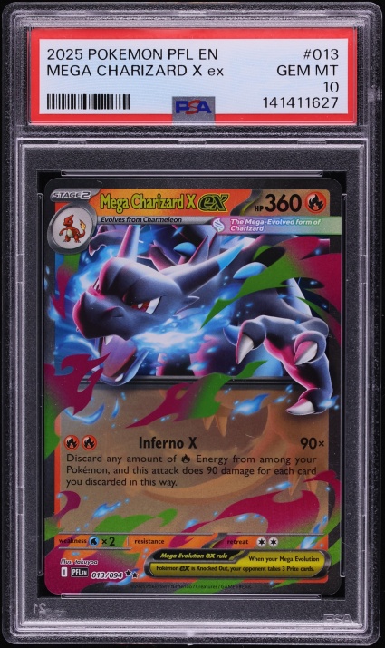 2025 Pokemon Mega Evolution Phantasmal Flames Holo Mega Charizard X ex #13 PSA 10 GEM MINT