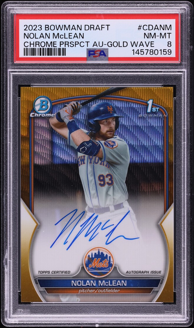 2023 Bowman Chrome Draft Gold Wave Nolan McLean PROSPECT AUTO /50 #CDA-NM PSA 8 NM-MT - Photo 1