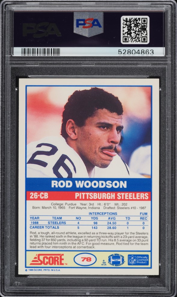 1989 Score Football Rod Woodson ROOKIE #78 PSA 10 GEM MINT