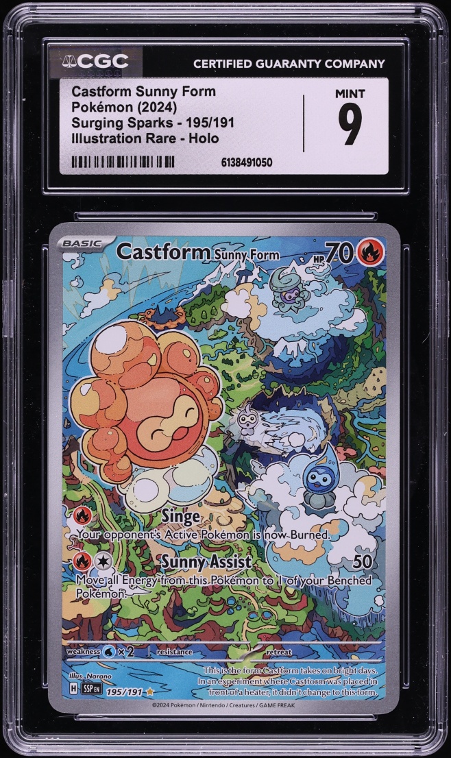 2024 Pokemon Scarlet & Violet Surging Sparks IR Castform Sunny Form #195 CGC 9 MINT