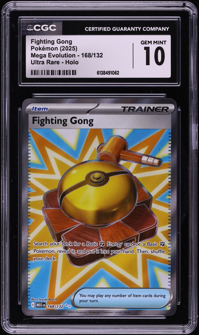2025 Pokemon Mega Evolution Full Art Fighting Gong #168 CGC 10 GEM MINT