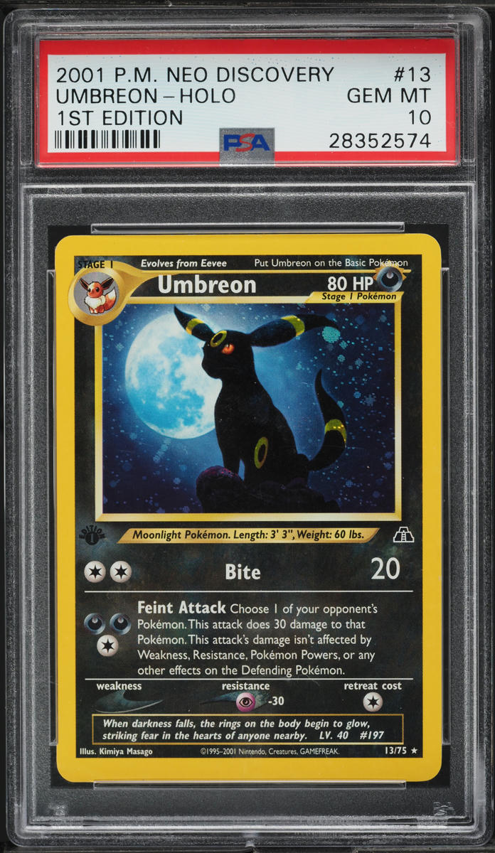 2001 Pokemon Neo Discovery 1st Edition Holo Umbreon #13 PSA 10 GEM MINT