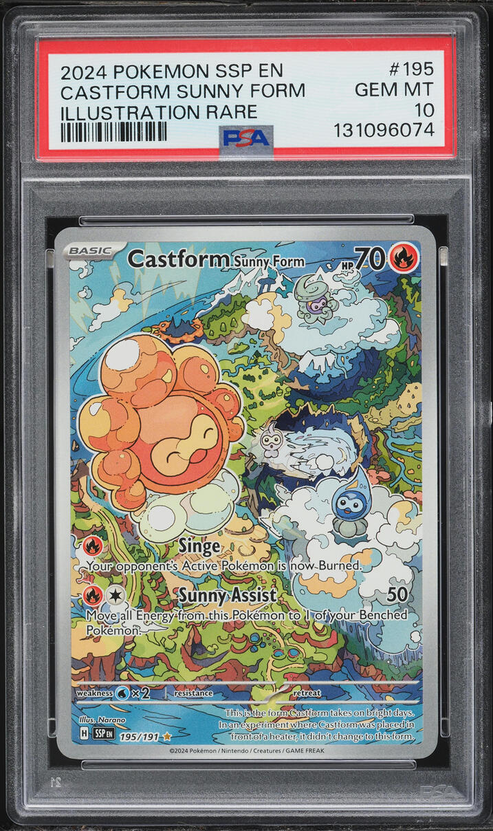 2024 Pokemon Scarlet & Violet Surging Sparks IR Castform Sunny Form #195 PSA 10 GEM MINT