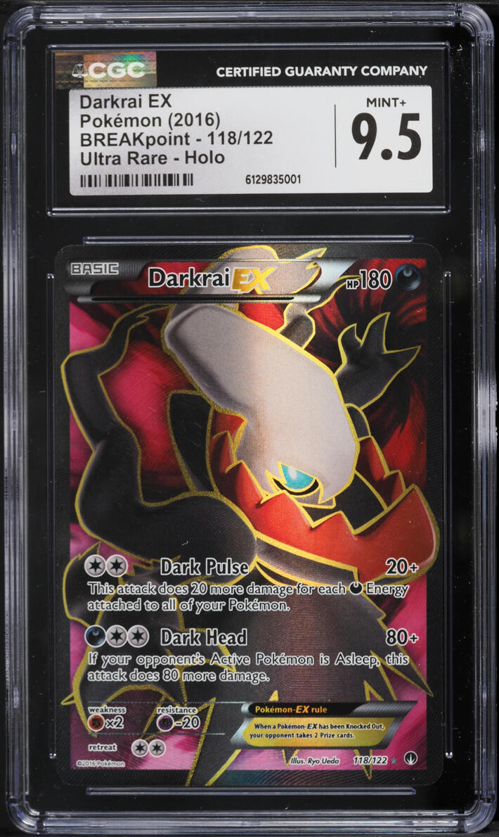 2016 Pokemon XY BREAKpoint Full Art Darkrai Ex #118 CGC 9.5 MINT+