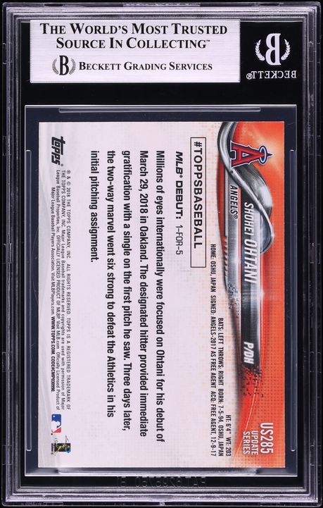 2018 Topps Update Shohei Ohtani ROOKIE #US285 BGS 8 NM-MT
