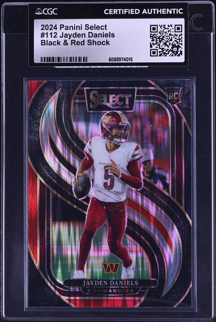 2024 Select Premier Level Black & Red Shock Prizm Jayden Daniels ROOKIE #112 CGC AUTH