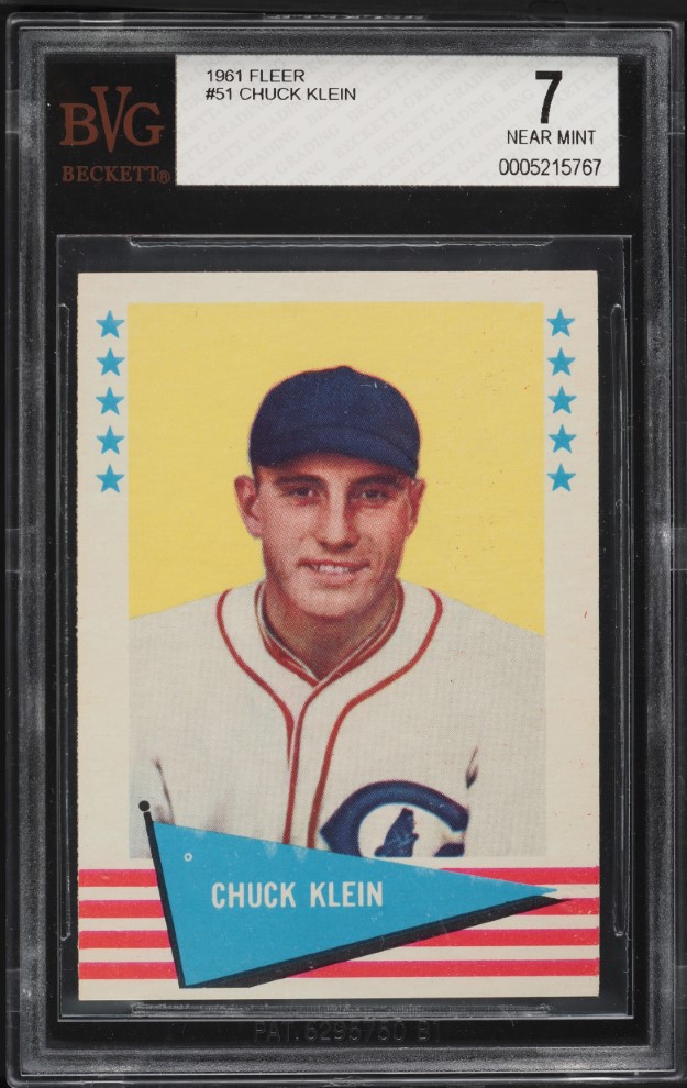 1961 Fleer Chuck Klein #51 BVG 7 NRMT