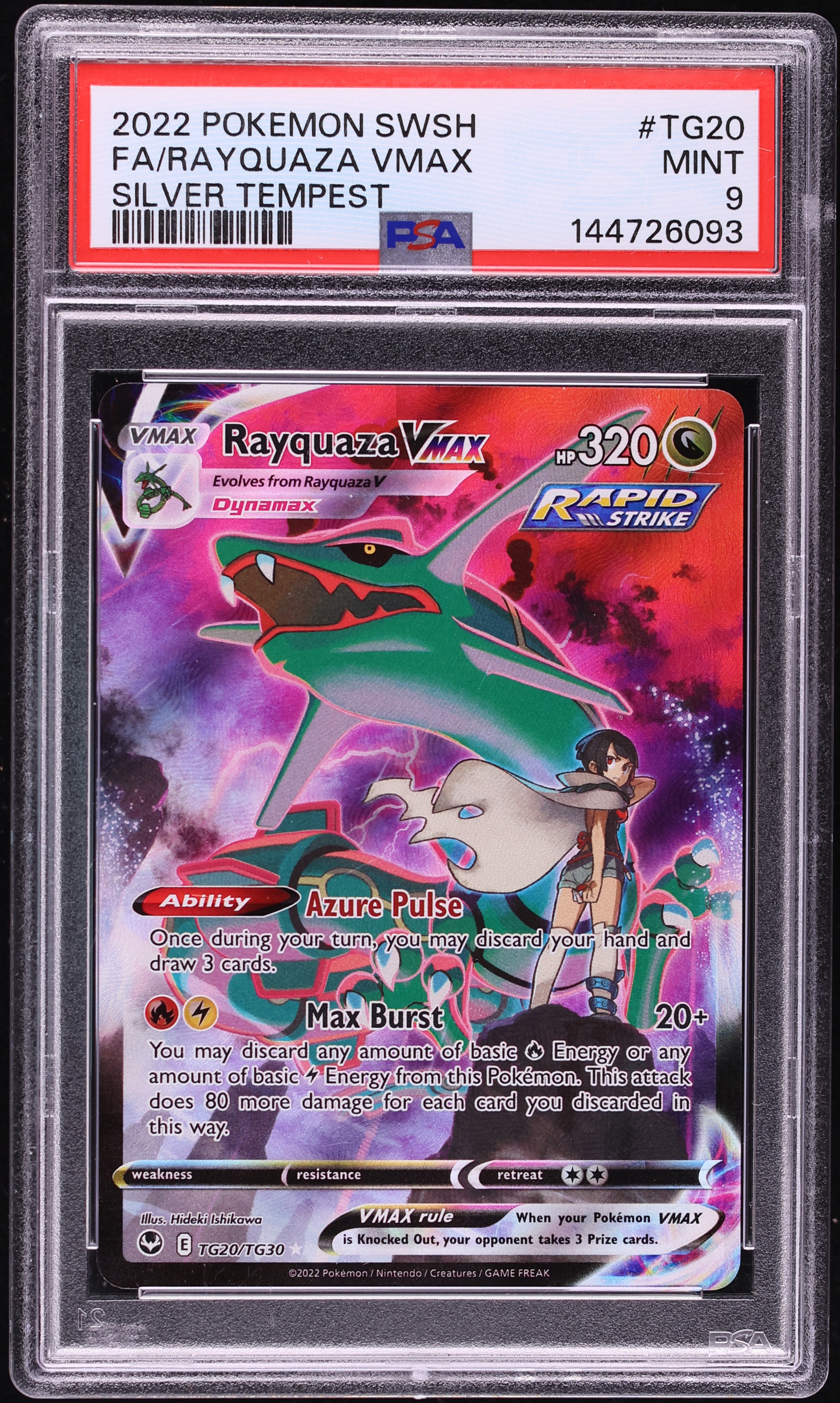 2022 Pokemon Sword & Shield Silver Tempest CHR Rayquaza VMAX #TG20 PSA 9 MINT