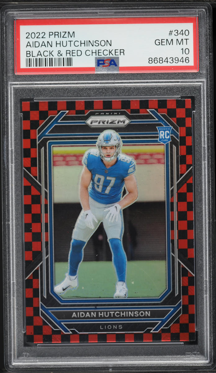 2022 Panini Prizm Black & Red Checker Aidan Hutchinson ROOKIE #340 PSA 10 GEM MINT
