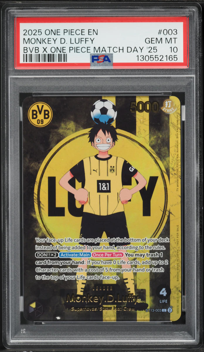 2025 One Piece Promos BVB Match Day '25 Alt Art Leader Monkey D. Luffy L #ST13-003 PSA 10 GEM