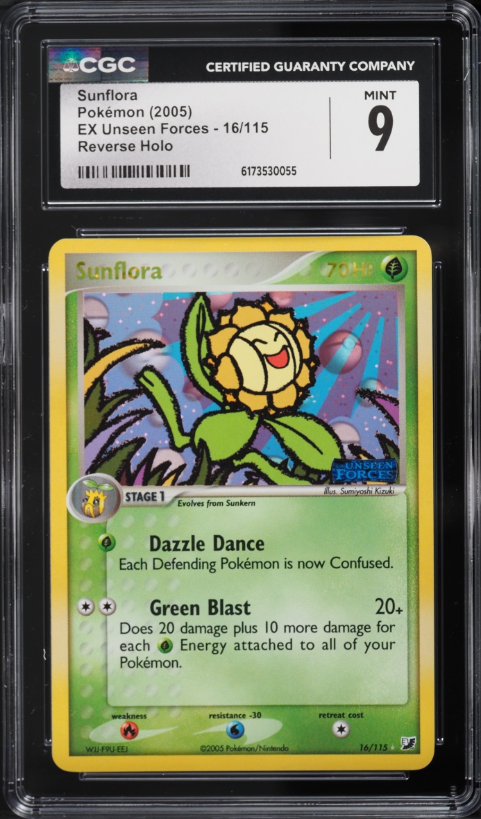 2005 Pokemon EX Unseen Forces Reverse Holo Sunflora #16 CGC 9 MINT