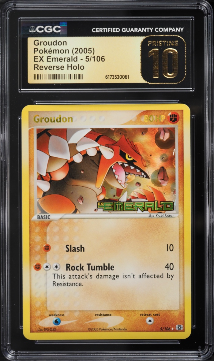 2005 Pokemon EX Emerald Reverse Holo Groudon #5 CGC 10 PRISTINE