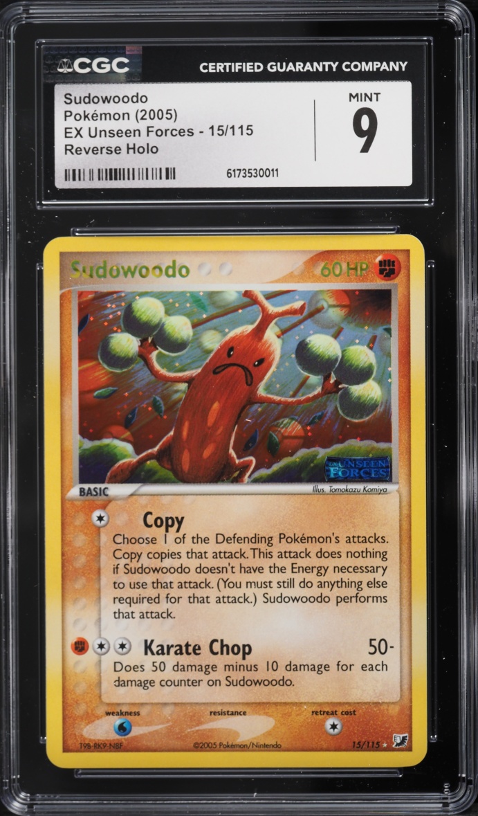 2005 Pokemon EX Unseen Forces Reverse Holo Sudowoodo #15 CGC 9 MINT