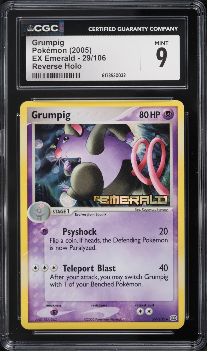 2005 Pokemon EX Emerald Reverse Holo Grumpig #29 CGC 9 MINT