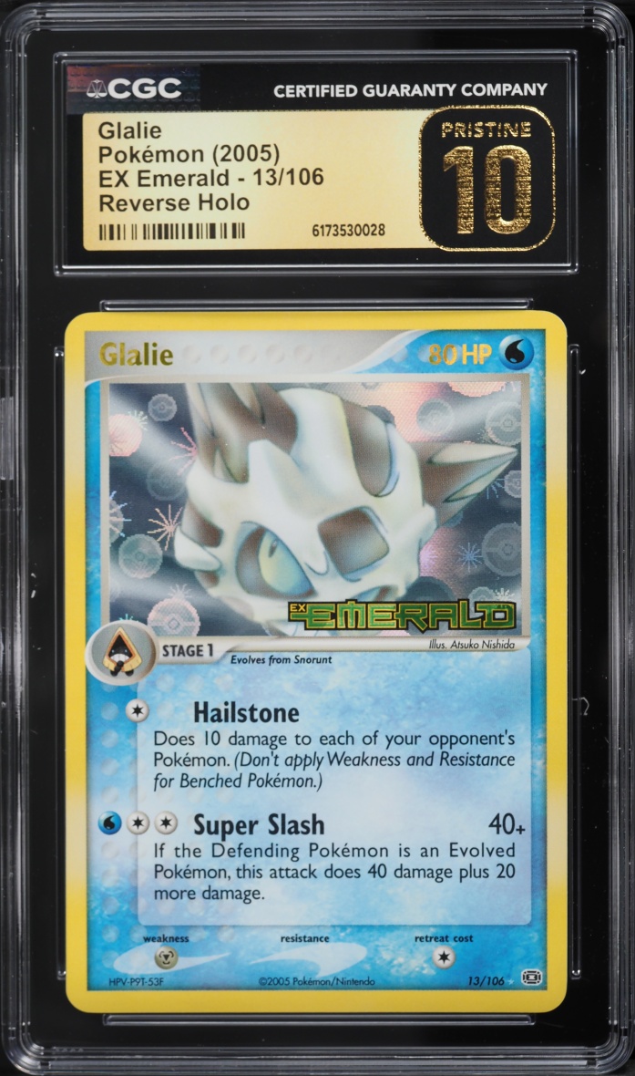 2005 Pokemon EX Emerald Reverse Holo Glalie #13 CGC 10 PRISTINE