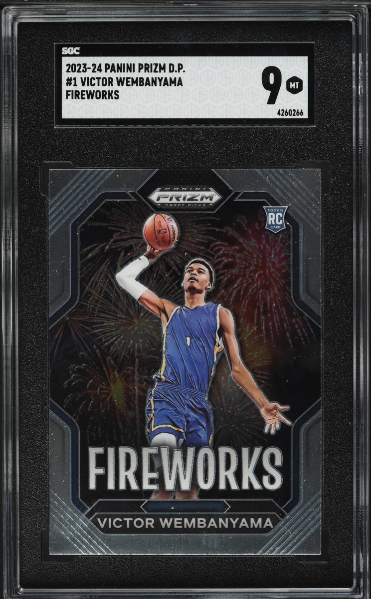 2023 Panini Prizm Draft Picks Fireworks Victor Wembanyama ROOKIE #1 SGC 9 MINT