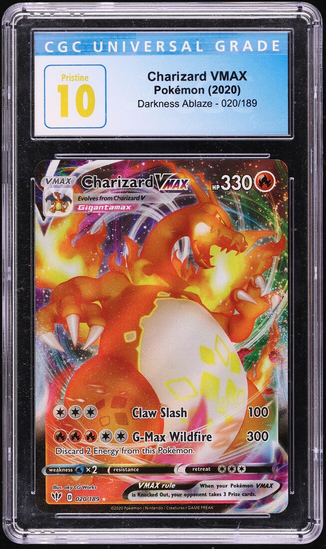 2020 Pokemon Sword & Shield Darkness Ablaze Full Art Charizard VMAX #20 CGC 10 PRISTINE