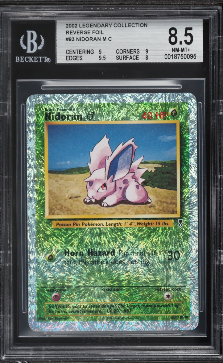 2002 Pokemon Legendary Collection Reverse Holo Nidoran #83 BGS 8.5 NM-MT+
