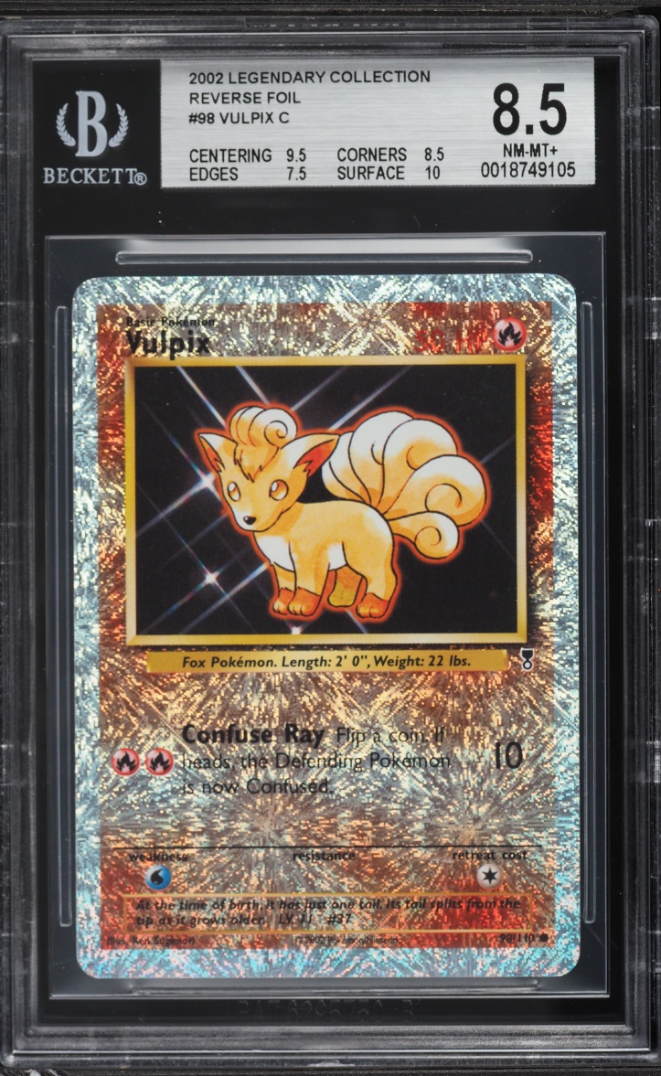 2002 Pokemon Legendary Collection Reverse Holo Vulpix #98 BGS 8.5 NM-MT+