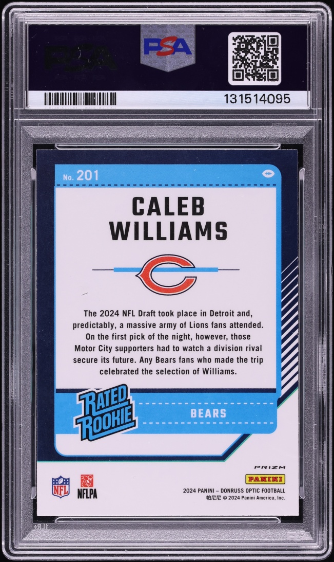 2024 Donruss Optic Holo Caleb Williams ROOKIE #201 PSA 9 MINT