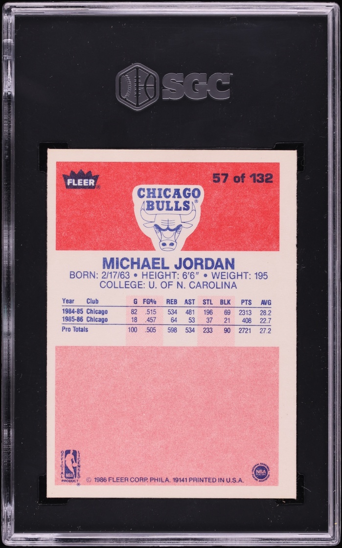 1986 Fleer Basketball Michael Jordan #57 SGC 4.5 VGEX+