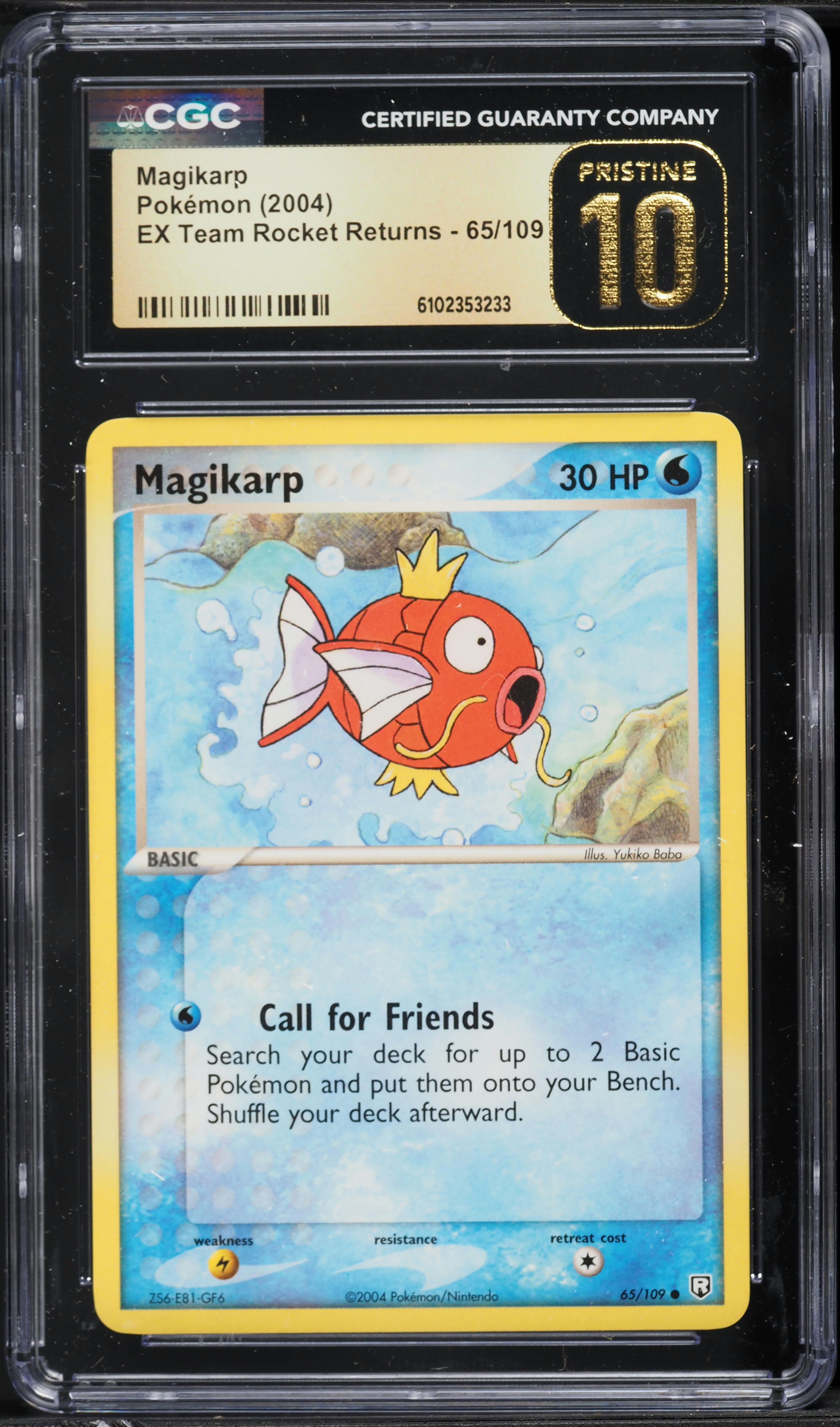 2004 Pokemon EX Team Rocket Returns Magikarp #65 CGC 10 PRISTINE