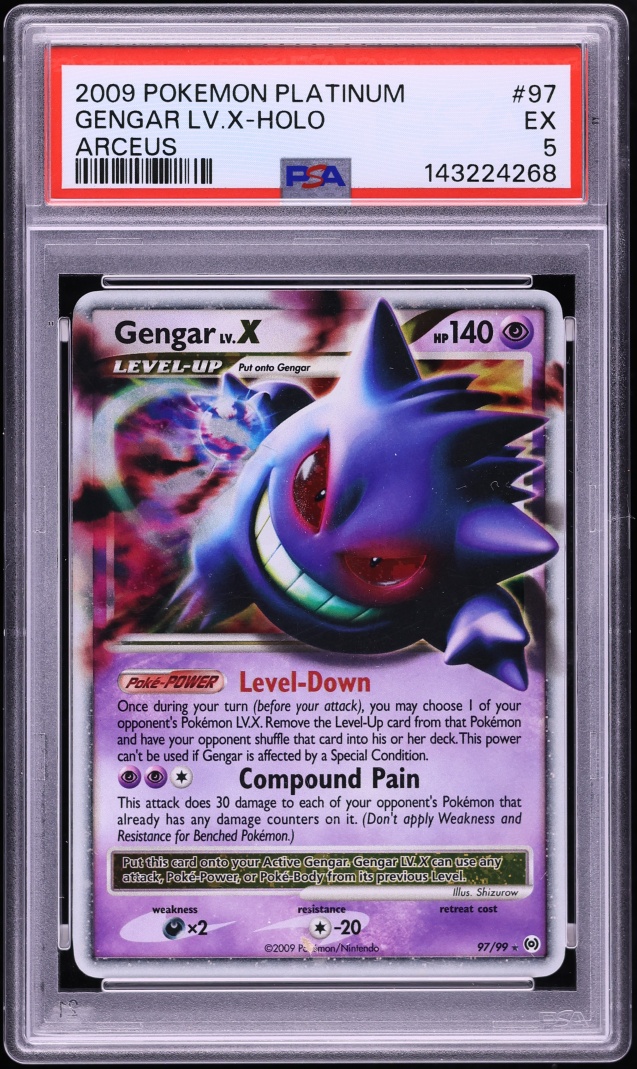 2009 Pokemon Platinum Arceus Holo Gengar LV.X #97 PSA 5 EX