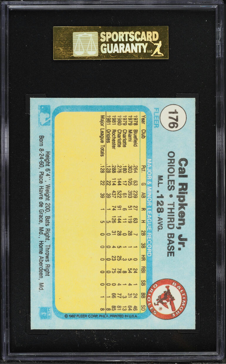 1982 Fleer Cal Ripken Jr. ROOKIE #176 SGC 8.5 NM-MT+