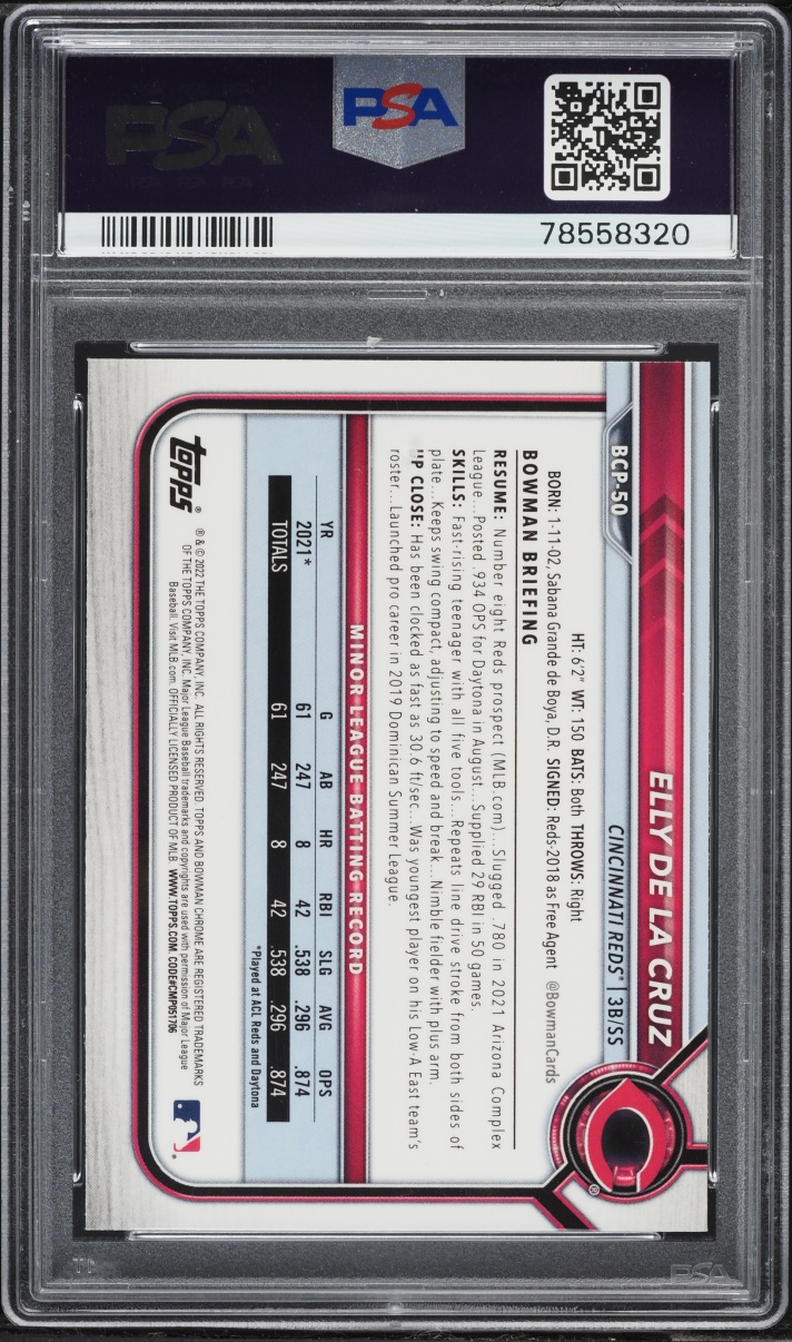2022 Bowman Chrome Elly De La Cruz PROSPECT #BCP-50 PSA 8 NM-MT