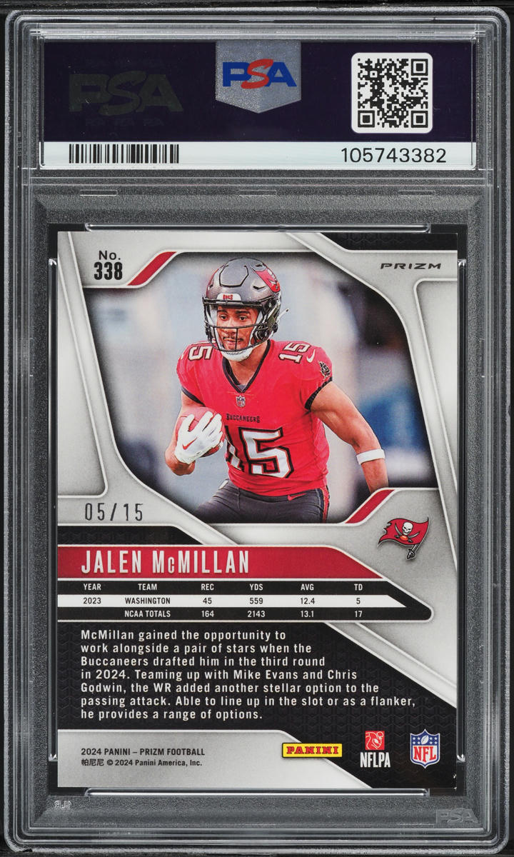2024 Panini Prizm Cherry Blossom Choice Jalen McMillan RC /15 #338