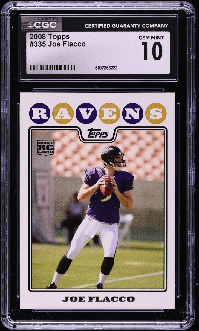 2008 Topps Football Joe Flacco ROOKIE #335 CGC 10 GEM MINT