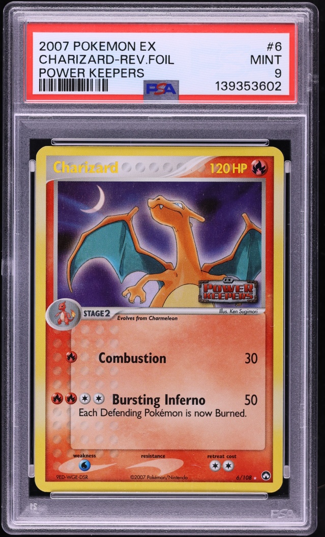 2007 Pokemon EX Power Keepers Reverse Holo Charizard #6 PSA 9 MINT