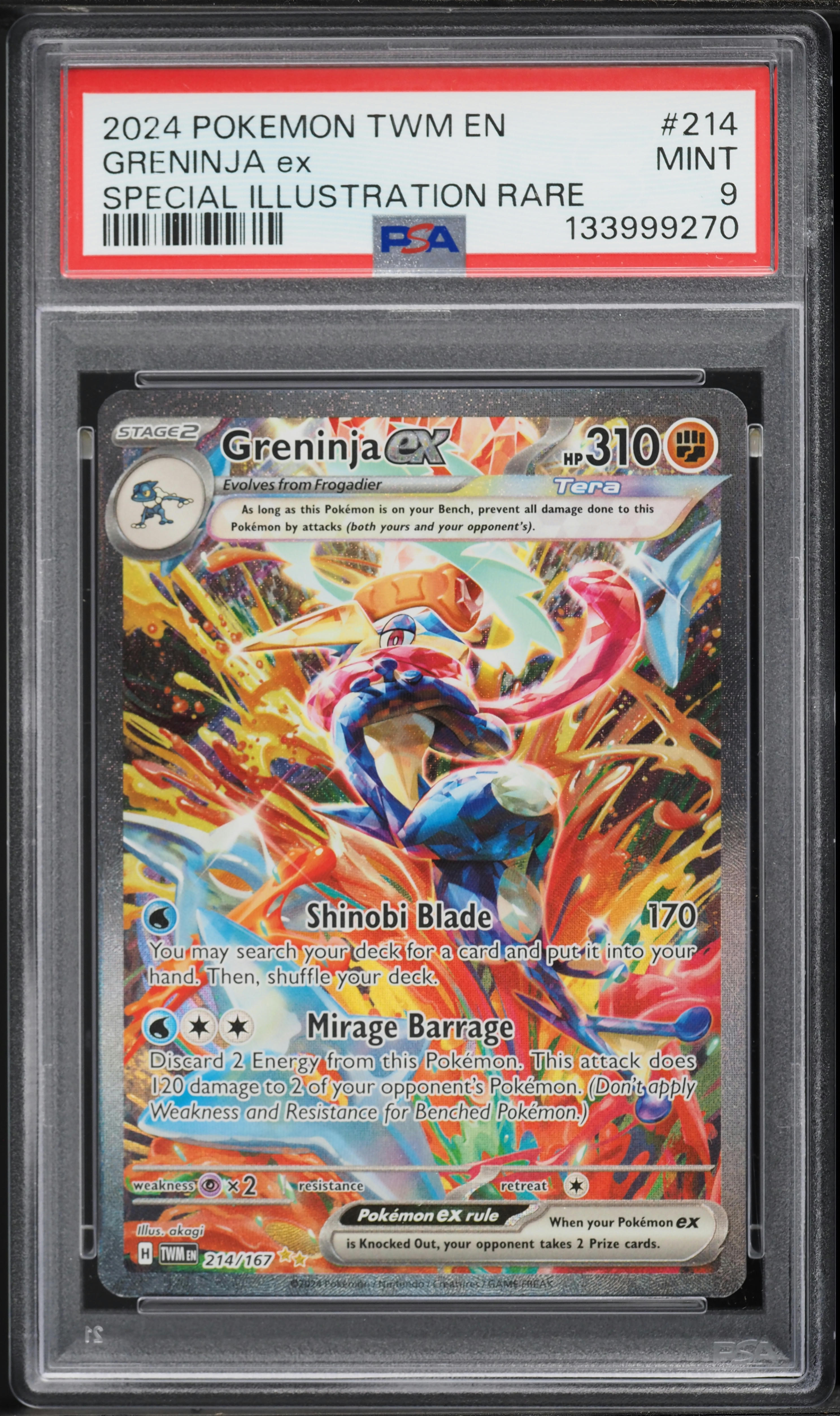 2024 Pokemon Scarlet & Violet Twilight Masquerade SIR Greninja EX #214 PSA 9 MINT