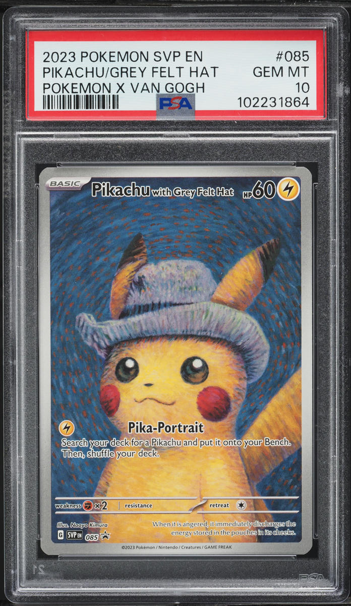 PSA 10 Sealed 2023 Pokemon x Van Gogh Pikachu with Grey Felt