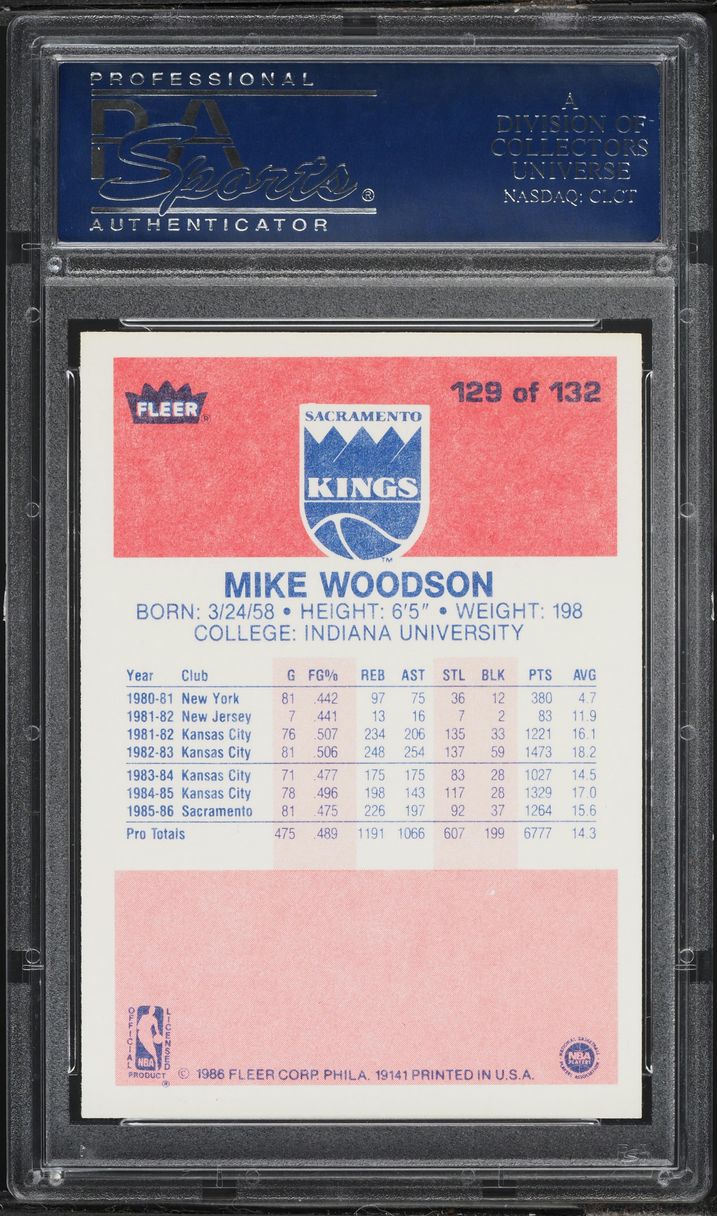 1986 Fleer Basketball Mike Woodson #129 PSA 9 MINT