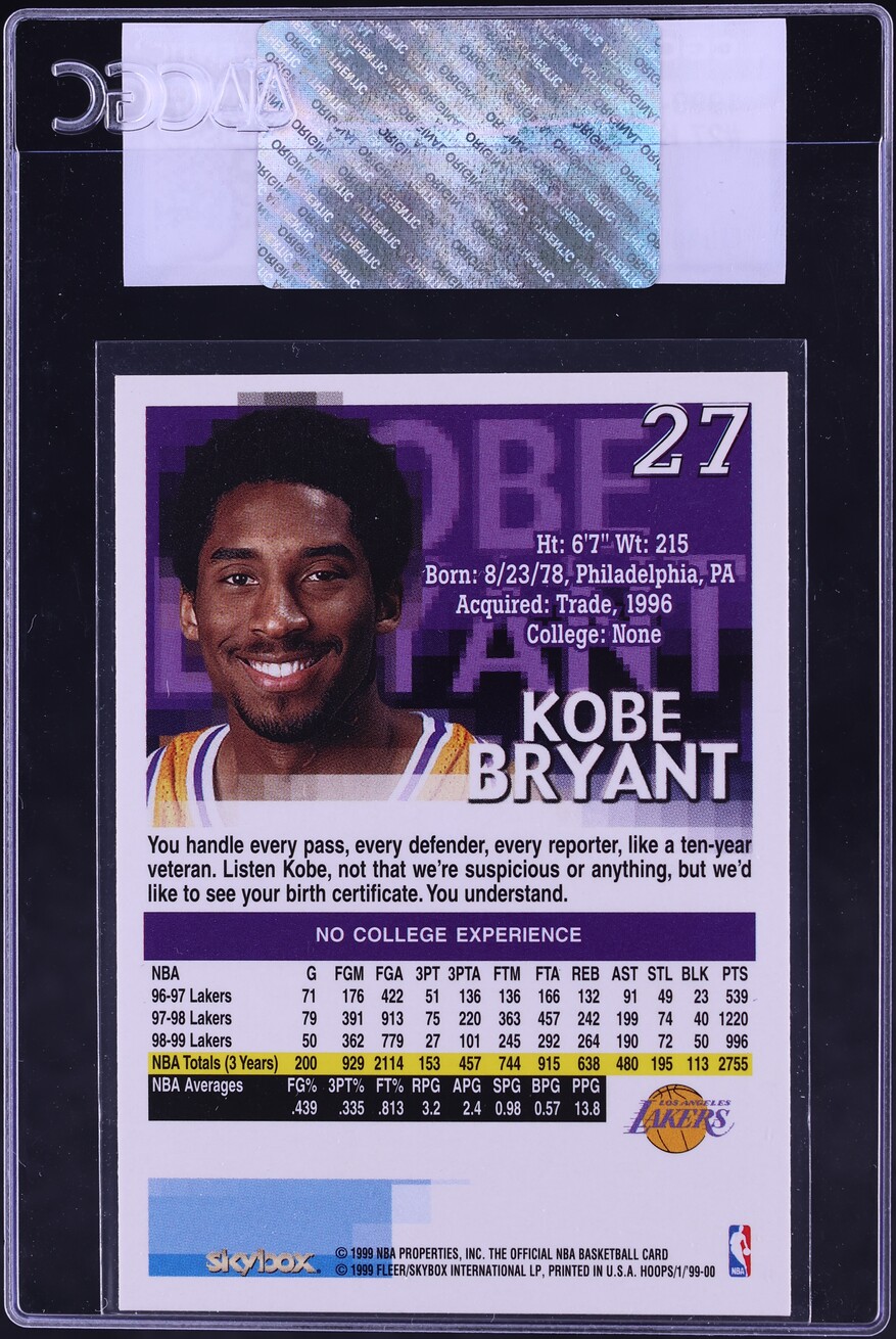 1999 Hoops Kobe Bryant #27 CGC AUTH