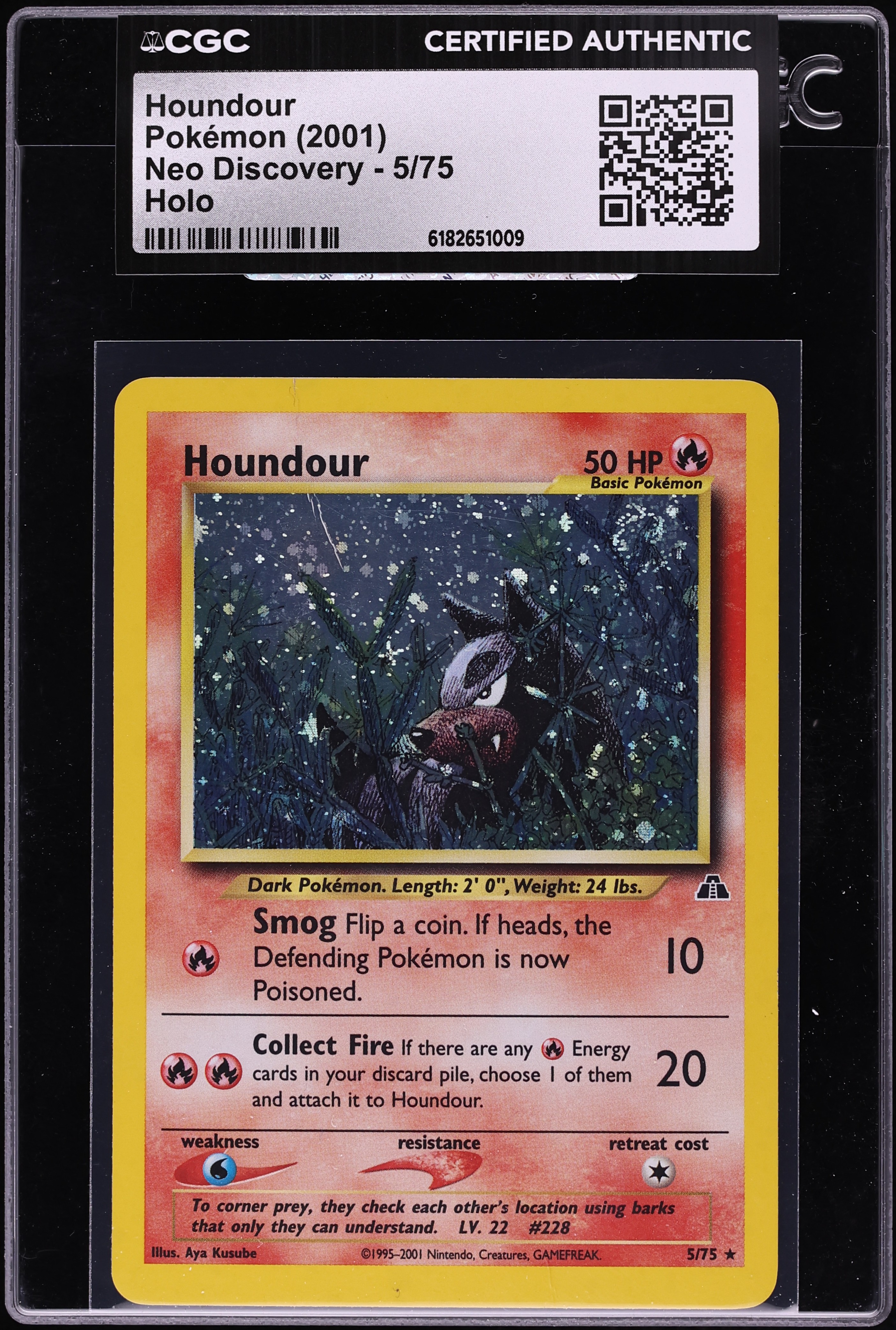 2001 Pokemon Neo Discovery Holo Houndour #5 CGC AUTH