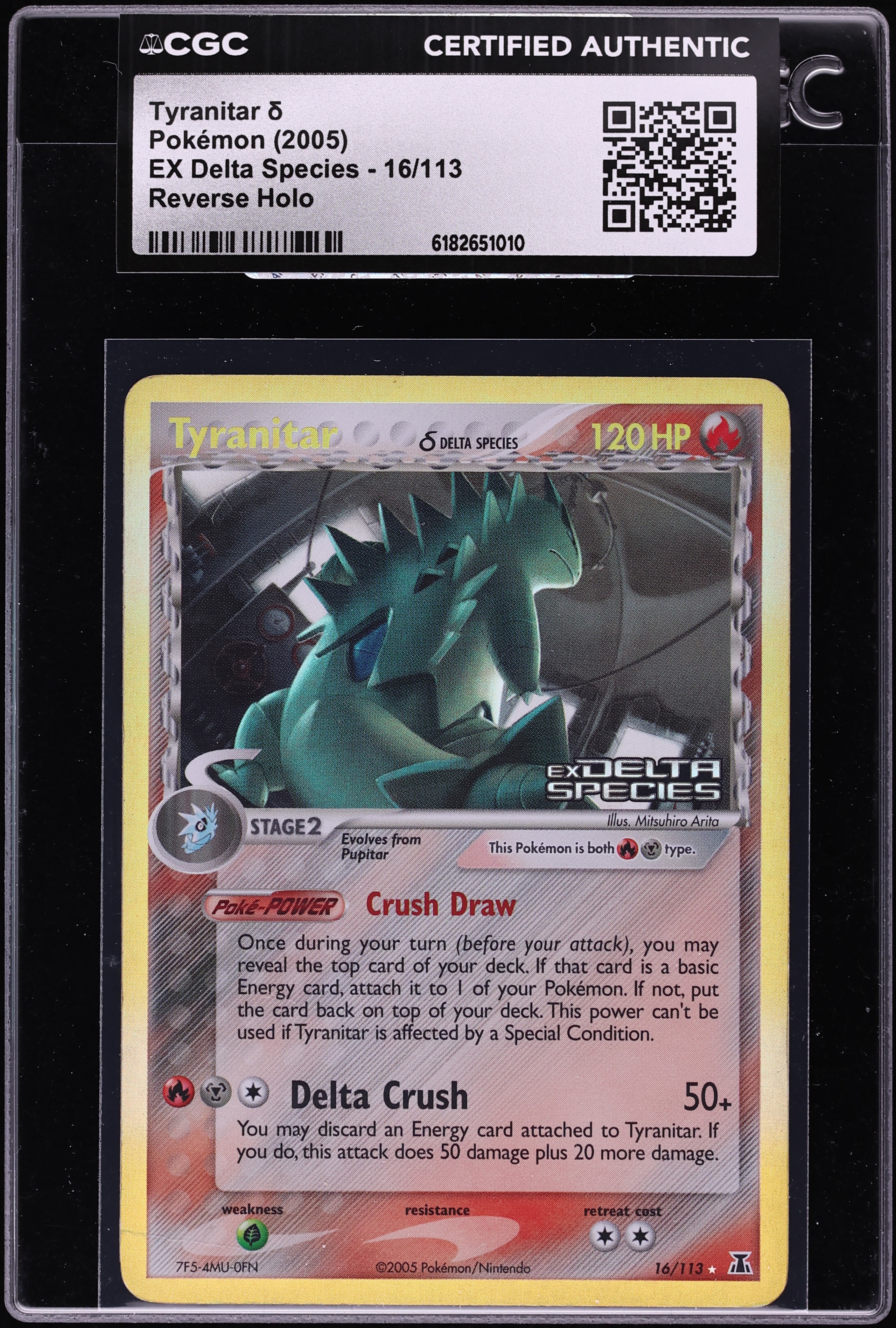 2005 Pokemon EX Delta Species Reverse Holo Tyranitar #16 CGC AUTH