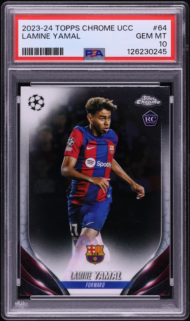 2023 Topps Chrome UEFA Club Competitions Lamine Yamal ROOKIE #64 PSA 10 GEM MINT