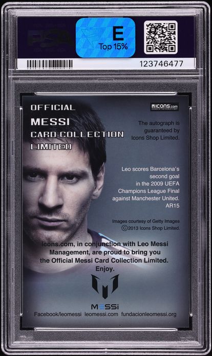 2013 Icons Limited Collection UEFA Champions League Final Lionel Messi AUTO #AR15 PSA 10 GEM