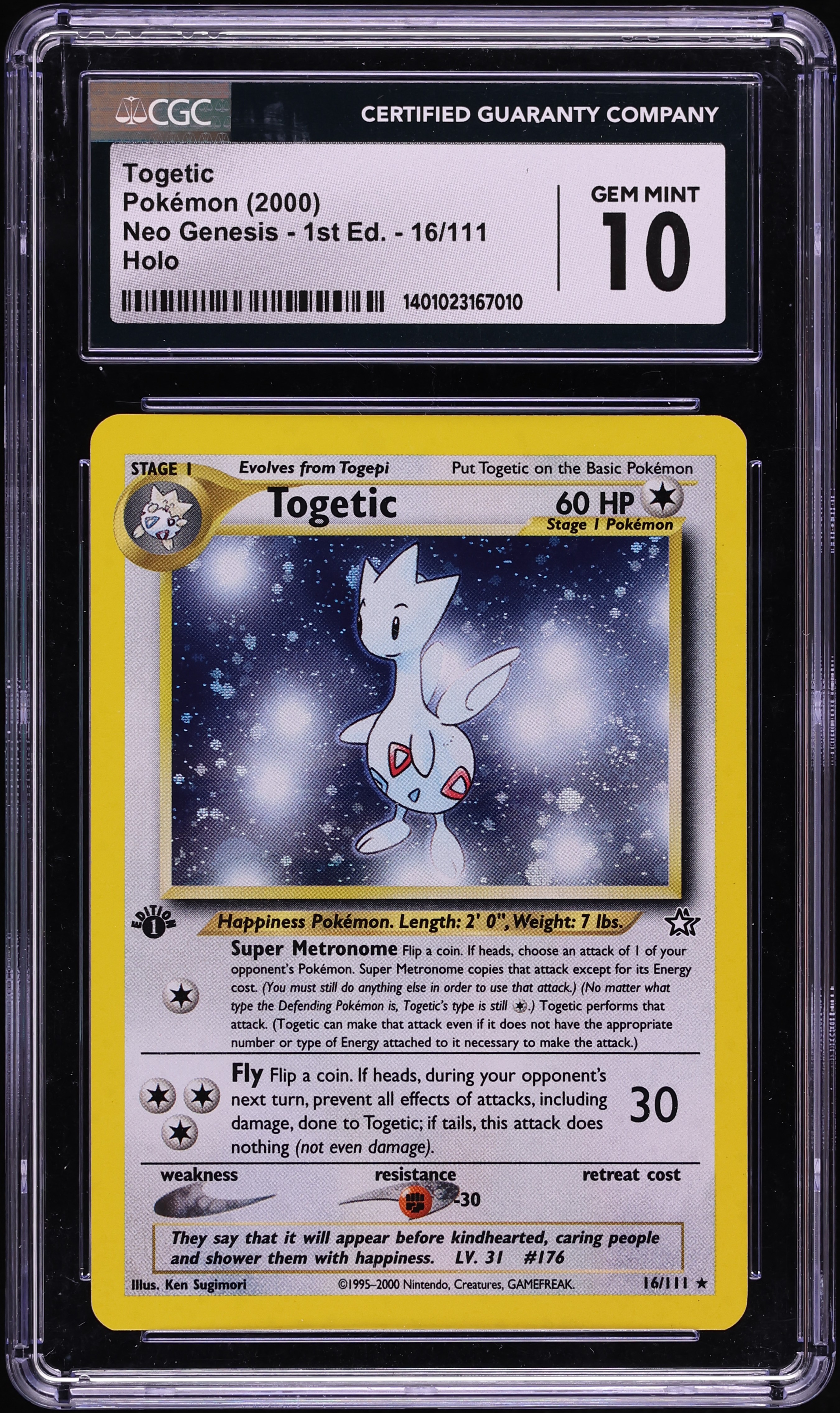 2000 Pokemon Neo Genesis 1st Edition Holo Togetic #16 CGC 10 GEM MINT