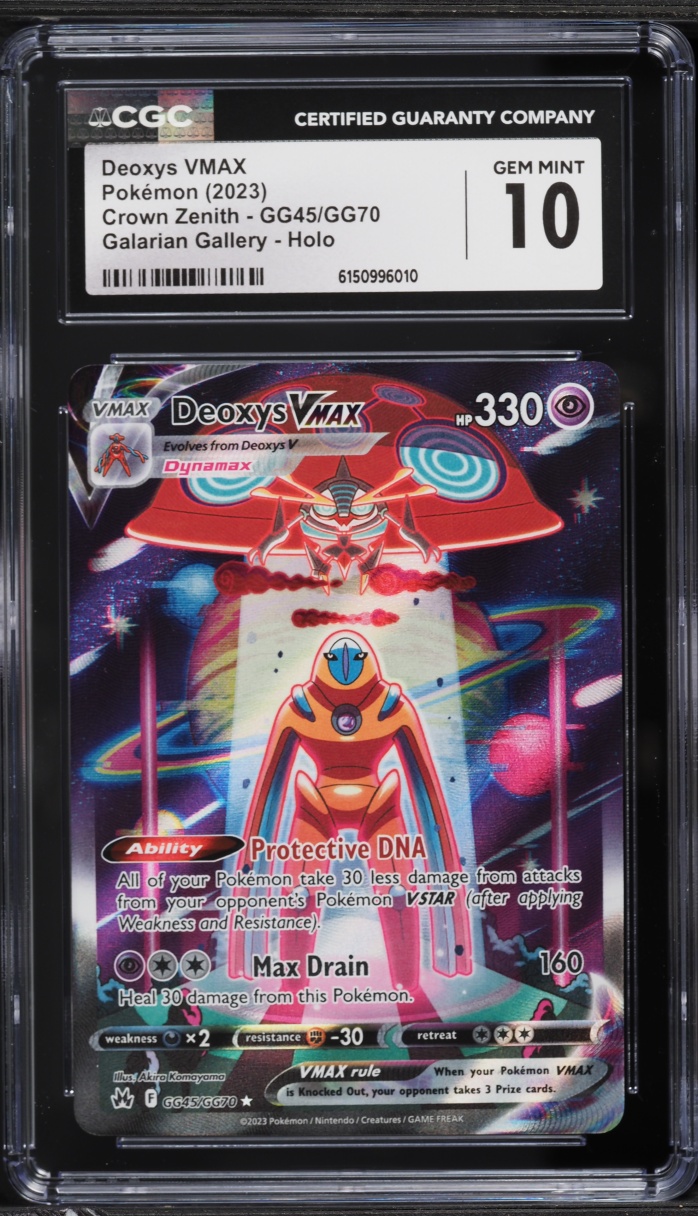 2023 Pokemon SWSH Crown Zenith Galarian Gallery Full Art Deoxys VMAX #GG45 CGC 10 GEM MINT