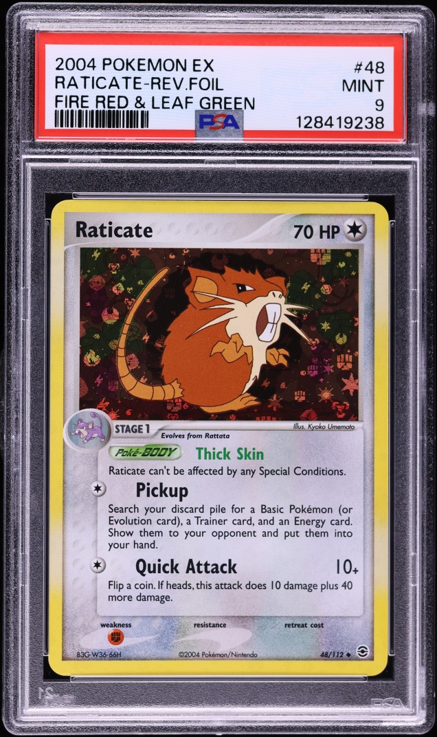2004 Pokemon EX Fire Red & Leaf Green Reverse Holo Raticate #48 PSA 9 MINT