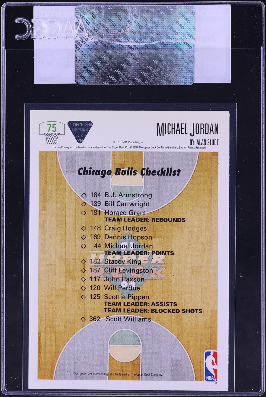 1991 Upper Deck Chicago Bulls Checklist Michael Jordan #75 CGC AUTH