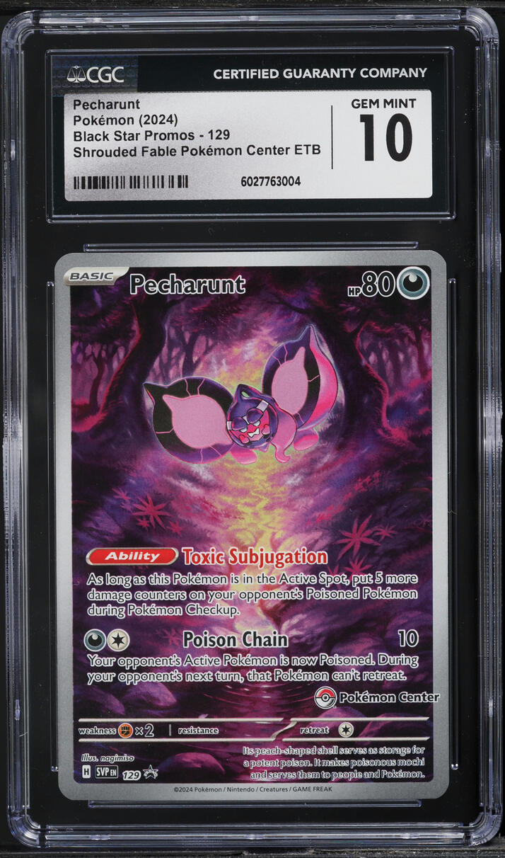 2024 Pokemon SV Pokemon Center Promo Shrouded Fable ETB Pecharunt #129 CGC 10