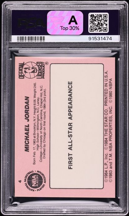 1985 Star Crunch N Munch All-Stars Michael Jordan ROOKIE #4 PSA 8 NM-MT