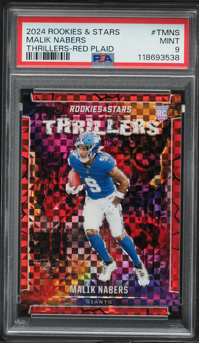 2024 Panini Rookies & Stars Thrillers Red Plaid Malik Nabers ROOKIE #TMNS PSA 9